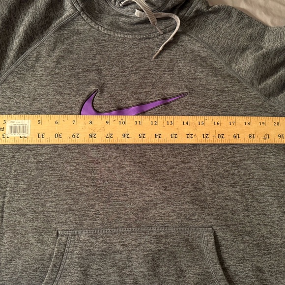 Nike Therma-Fit Heathered Gray Hoodie with Purple Center Swoosh - Picture 7 of 9